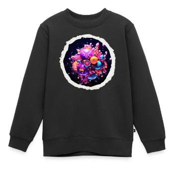 Bulles funky cosmiques - Sweat Premium enfant bio - noir - Devant - AI Model Kid Female (0cm)