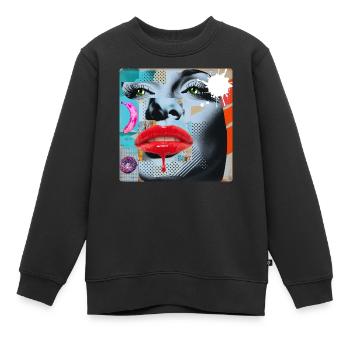 Collage coloré Pop Art - Sweat Premium enfant bio - noir - Devant - AI Model Kid Female (0cm)