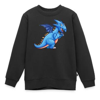 Vilain dragon bleu - Sweat Premium enfant bio - noir - Devant - AI Model Kid Female (0cm)