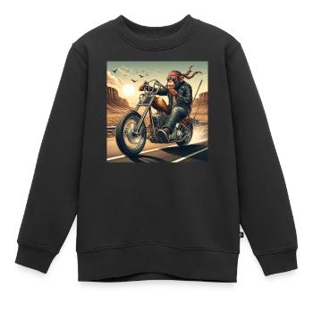Cooler Affe auf einem Chopper - Kinder Premium Organic Sweatshirt - Schwarz - Vorne - AI Model Kid Female (0cm)