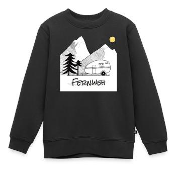 Wanderlust - avec la caravane dans les montagnes - Sweat Premium enfant bio - noir - Devant - AI Model Kid Female (0cm)