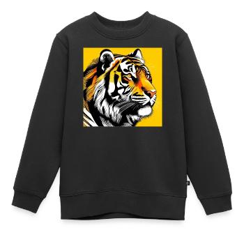 Tiger Pop Art - Kinder Premium Organic Sweatshirt - Schwarz - Vorne - AI Model Kid Female (0cm)