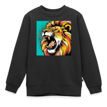 Lion Pop Art - Kids Premium Organic Sweatshirt - black - Front - AI Model Kid Female (0cm)
