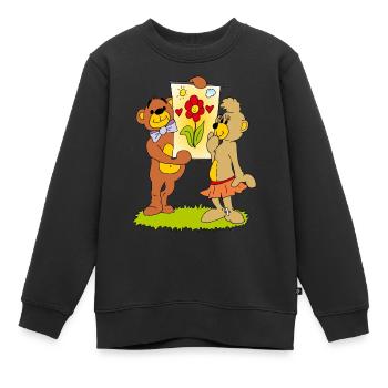 Deux ours en peluche amoureux - Sweat Premium enfant bio - noir - Devant - AI Model Kid Female (0cm)