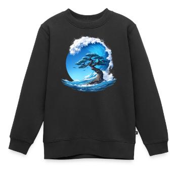 A tree under a wave - Kids Premium Organic Sweatshirt - black - Front - AI Model Kid Female (0cm)