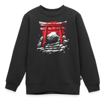 Temple Japonnais et Mont Fuji - Sweat Premium enfant bio - noir - Devant - AI Model Kid Female (0cm)