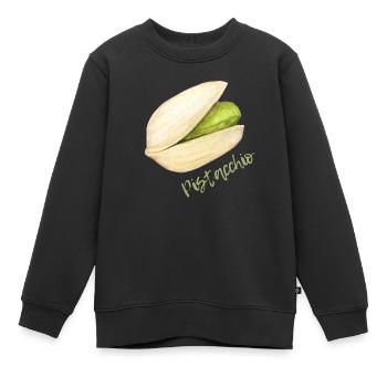 Pistache avec coquille et noyau - Sweat Premium enfant bio - noir - Devant - AI Model Kid Female (0cm)