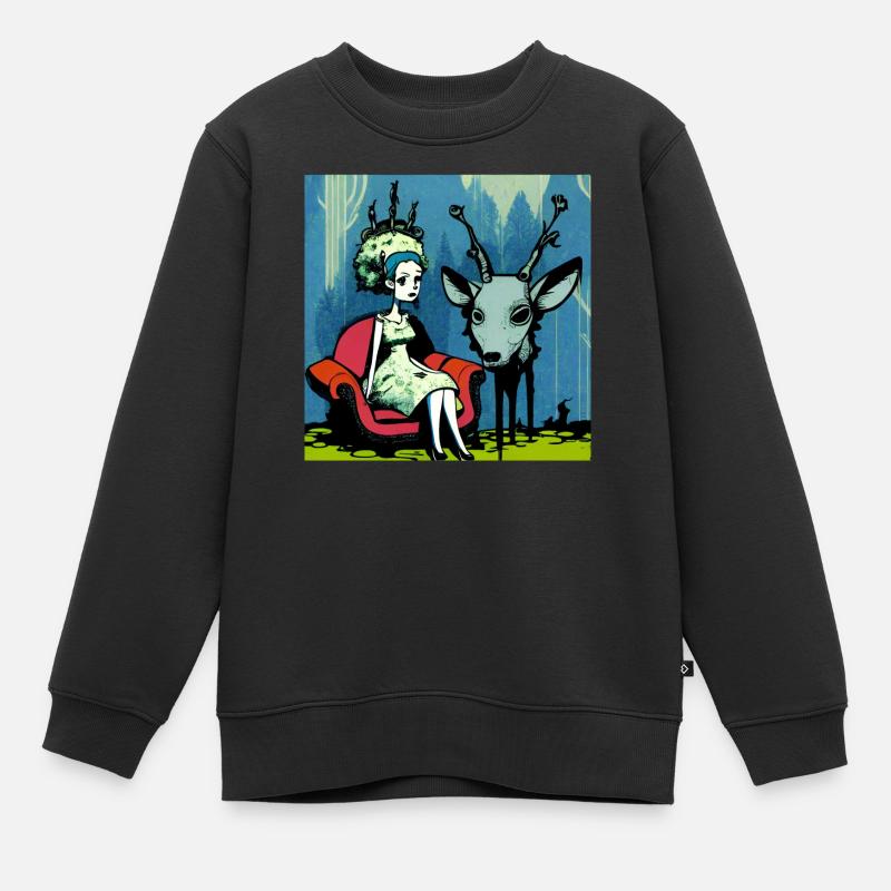 Psychedelic deer 01 - Sweat Premium enfant bio - noir
