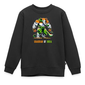 Inde Drapeaux nationaux des éléphants - Sweat Premium enfant bio - noir - Devant - AI Model Kid Female (0cm)