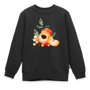 Pfirsichhälfte,Pfirsiche,Pfirsich,-blüten und keil - Kinder Premium Organic Sweatshirt - Schwarz - Vorne - AI Model Kid Female (0cm)