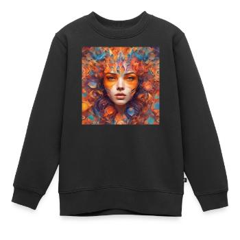 Feuerblumen Porträt - Kinder Premium Organic Sweatshirt - Schwarz - Vorne - AI Model Kid Female (0cm)