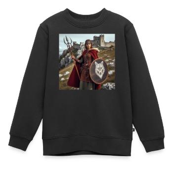 Guerrier viking - Sweat Premium enfant bio - noir - Devant - AI Model Kid Female (0cm)