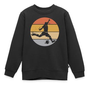 retro Fußball Spieler Torschuss Ball Explosion - Kinder Premium Organic Sweatshirt - Schwarz - Vorne - AI Model Kid Female (0cm)