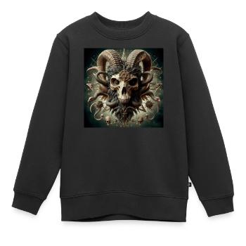 Crâne de chèvre mâle 3D - Sweat Premium enfant bio - noir - Devant - AI Model Kid Female (0cm)