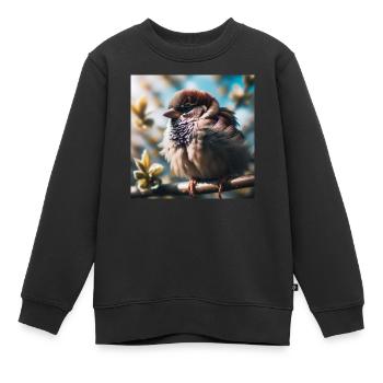 Moineau - Sweat Premium enfant bio - noir - Devant - AI Model Kid Female (0cm)