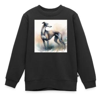 Aquarell Greyhound - Kinder Premium Organic Sweatshirt - Schwarz - Vorne - AI Model Kid Female (0cm)