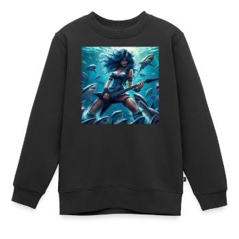 Métalleux parmi les requins - Sweat Premium enfant bio - noir - Devant - AI Model Kid Female (0cm)