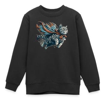Super Katze Britisch Kurzhaar BKH getigert - Kinder Premium Organic Sweatshirt - Schwarz - Vorne - AI Model Kid Female (0cm)