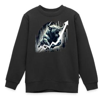 Taureau Bull Stocks Géométrie Wall Street Cadeau - Sweat Premium enfant bio - noir - Devant - AI Model Kid Female (0cm)