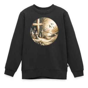 Kreuz des Glaubens - Kinder Premium Organic Sweatshirt - Schwarz - Vorne - AI Model Kid Female (0cm)