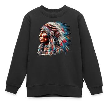 Amerikanisch Indianer Amerikanische Rote Haut - Kinder Premium Organic Sweatshirt - Schwarz - Vorne - AI Model Kid Female (0cm)