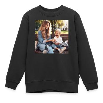 Mère et fils - Sweat Premium enfant bio - noir - Devant - AI Model Kid Female (0cm)