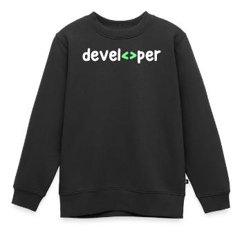 Développeur Code Scripting Debug Informatik Geek - Sweat Premium enfant bio - noir - Devant - AI Model Kid Female (0cm)