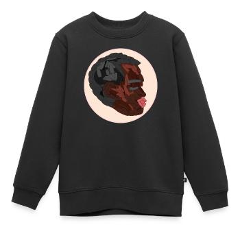 SCHWARZE FRAU WEIBLICHES PORTRÄT - Kinder Premium Organic Sweatshirt - Schwarz - Vorne - AI Model Kid Female (0cm)
