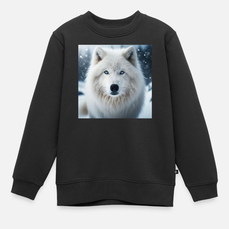 Loup arctique - Sweat Premium enfant bio - noir