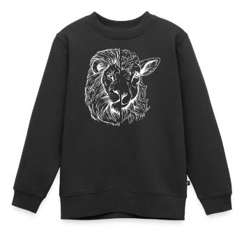 Lion et agneau - Sweat Premium enfant bio - noir - Devant - AI Model Kid Female (0cm)