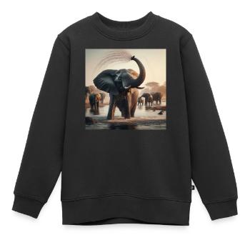 Elefanten im Dschungel - Kinder Premium Organic Sweatshirt - Schwarz - Vorne - AI Model Kid Female (0cm)