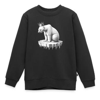 Ours polaire avec une couronne sur la banquise faune arctique - Sweat Premium enfant bio - noir - Devant - AI Model Kid Female (0cm)