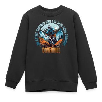 Im dem Sattel geboren und auf dem Trail Zuhause - Kinder Premium Organic Sweatshirt - Schwarz - Vorne - AI Model Kid Female (0cm)