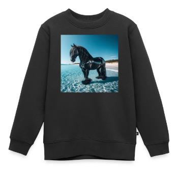 Pferd im Wasser - Kinder Premium Organic Sweatshirt - Schwarz - Vorne - AI Model Kid Female (0cm)