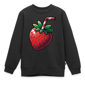 Erdbeer-Shake - Kinder Premium Organic Sweatshirt - Schwarz - Vorne - AI Model Kid Female (0cm)