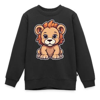 bébé lion - Sweat Premium enfant bio - noir - Devant - AI Model Kid Female (0cm)