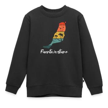 Fuerteventura Umriss Karte Kanaren retro vintage - Kinder Premium Organic Sweatshirt - Schwarz - Vorne - AI Model Kid Female (0cm)