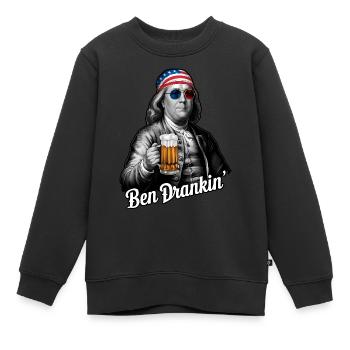 Ben Drankin 4. Juli Franklin Benjamin USA - Kinder Premium Organic Sweatshirt - Schwarz - Vorne - AI Model Kid Female (0cm)