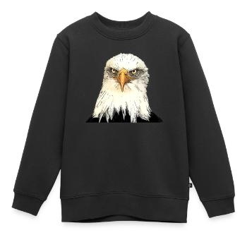 Adlerkopf Illustration mit intensivem Blick - Kinder Premium Organic Sweatshirt - Schwarz - Vorne - AI Model Kid Female (0cm)