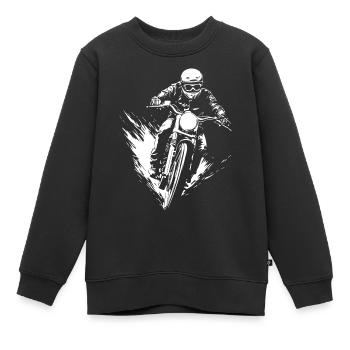 Motard Motard Motocross - Sweat Premium enfant bio - noir - Devant - AI Model Kid Female (0cm)