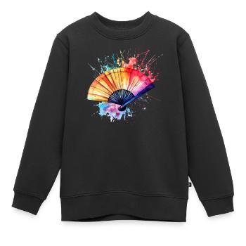 Lebendiger Aquarell-Fächer - Kinder Premium Organic Sweatshirt - Schwarz - Vorne - AI Model Kid Female (0cm)
