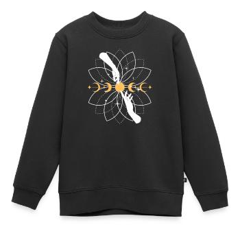 Mandala de Koi Céleste - Sweat Premium enfant bio - noir - Devant - AI Model Kid Female (0cm)