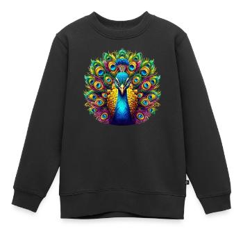 Pfau - Kinder Premium Organic Sweatshirt - Schwarz - Vorne - AI Model Kid Female (0cm)