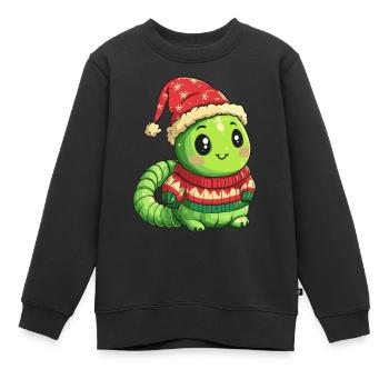 Wurm Weihnachten - Kinder Premium Organic Sweatshirt - Schwarz - Vorne - AI Model Kid Female (0cm)