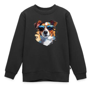 Jack Russel mit Sonnenbrille - Kinder Premium Organic Sweatshirt - Schwarz - Vorne - AI Model Kid Female (0cm)