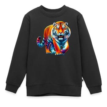 Tigre - Sweat Premium enfant bio - noir - Devant - AI Model Kid Female (0cm)