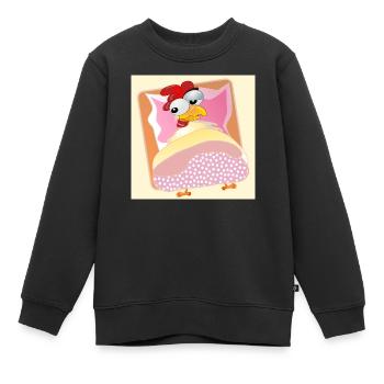 Poules Élevage de poulets - COUCHAGE AU LIT - Sweat Premium enfant bio - noir - Devant - AI Model Kid Female (0cm)