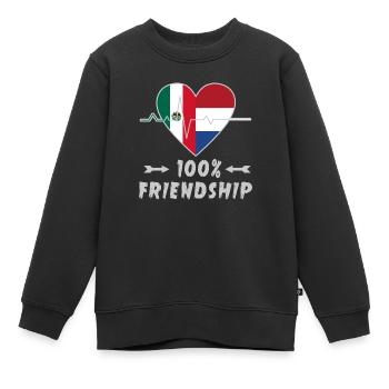 Mexico and Netherlands 100% friendship - Kids Premium Organic Sweatshirt - black - Front - AI Model Kid Female (0cm)