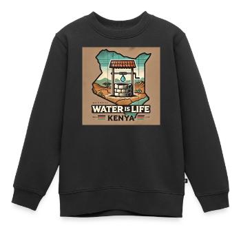 Wasser ist Leben – Kenia Brunnen - Kinder Premium Organic Sweatshirt - Schwarz - Vorne - AI Model Kid Female (0cm)