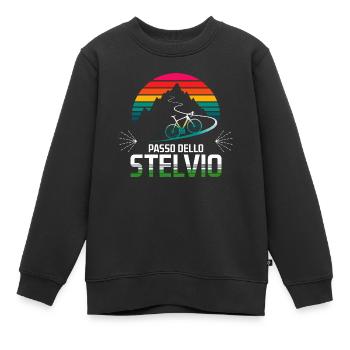 Passo delle Stelvio Radfahren Design - Kinder Premium Organic Sweatshirt - Schwarz - Vorne - AI Model Kid Female (0cm)